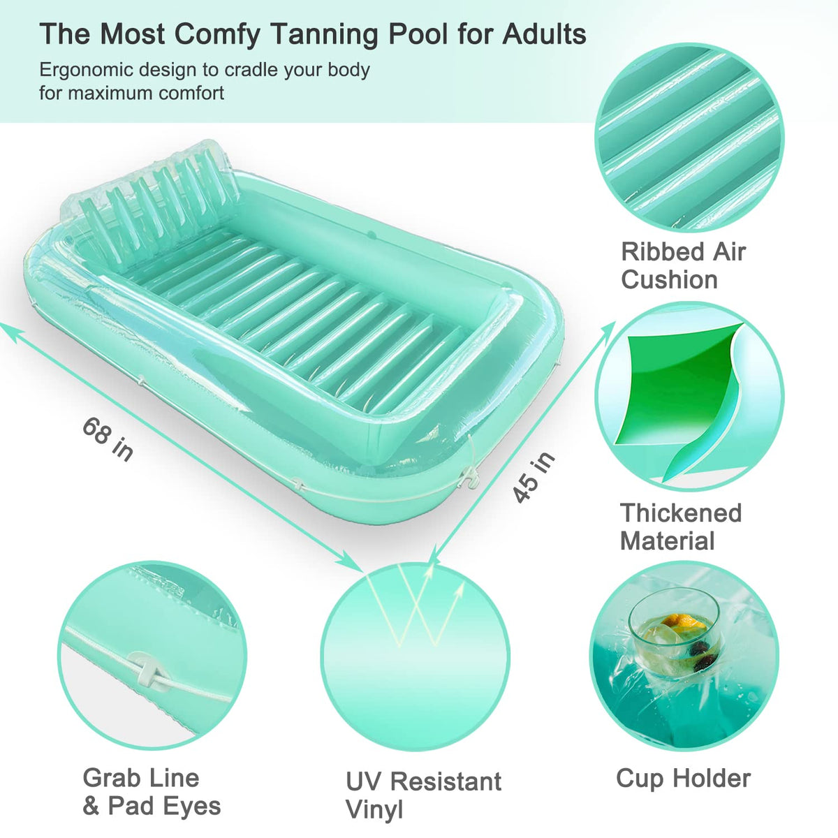 Float Joy Suntan Tub deflated for easy packing and transport.