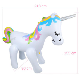 Float Joy unicorn sprinkler doubles as party decoration and water feature