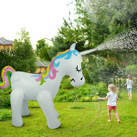 Float Joy unicorn sprinkler, giant unicorn, 5ft tall for backyard fun