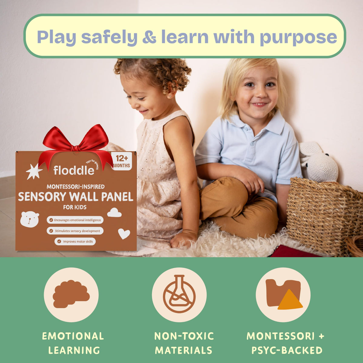 FLODDLE Sensory Wall Panel character faces facilitate social-emotional conversations