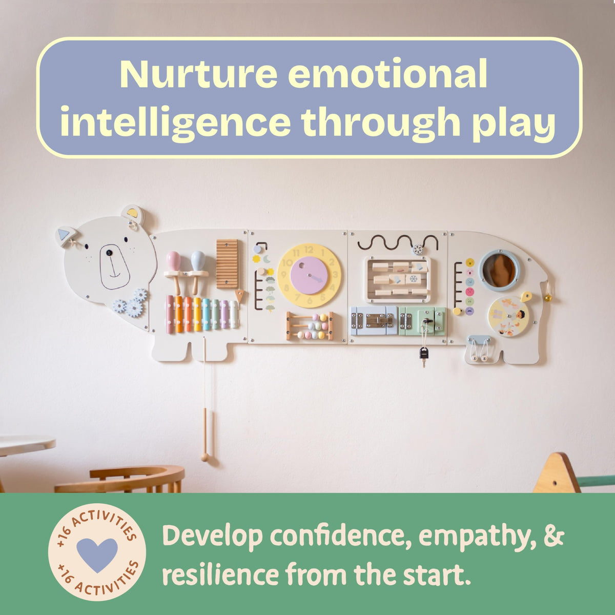 FLODDLE Sensory Wall Panel locks area invites problem-solving during play