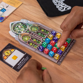 Floodgate Sagrada board game player boards showcase accessible design for quick learning