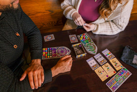 Floodgate Games Sagrada stained-glass-patterns showcase colorful window designs and strategic choices