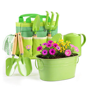Floraxa 8-piece set with metal basket for durable outdoor play