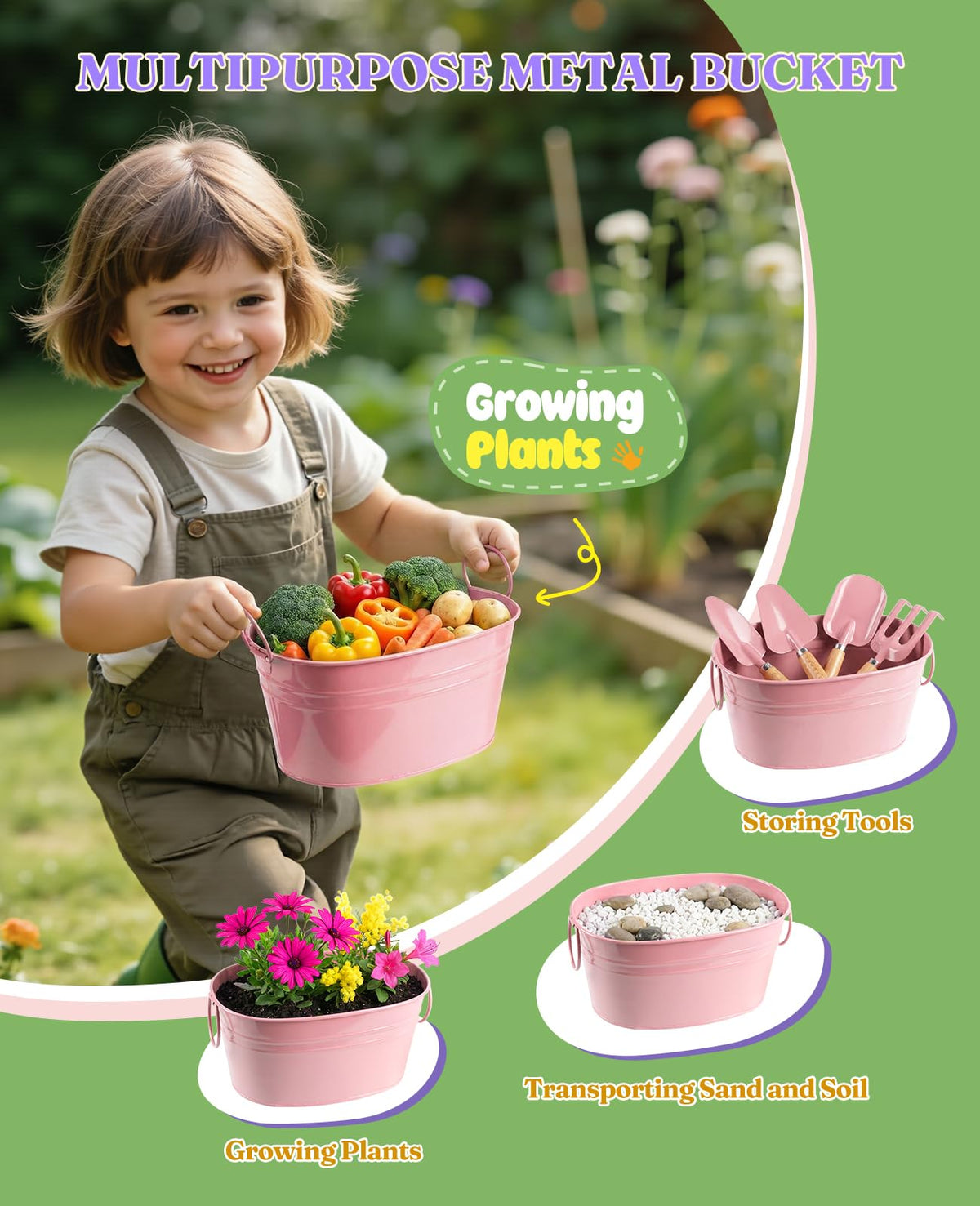 Floraxa 8-piece Kids Gardening Set metal trowel offers durable precision