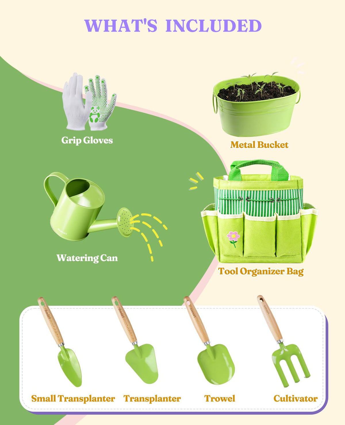 Floraxa second metal shovel for kids with comfortable grip