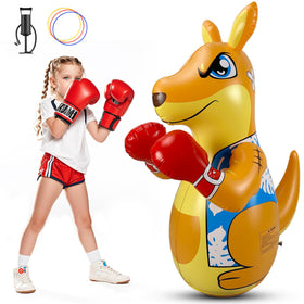 FloVogue kids punching bag 50inch in action for energetic indoor boxing training.
