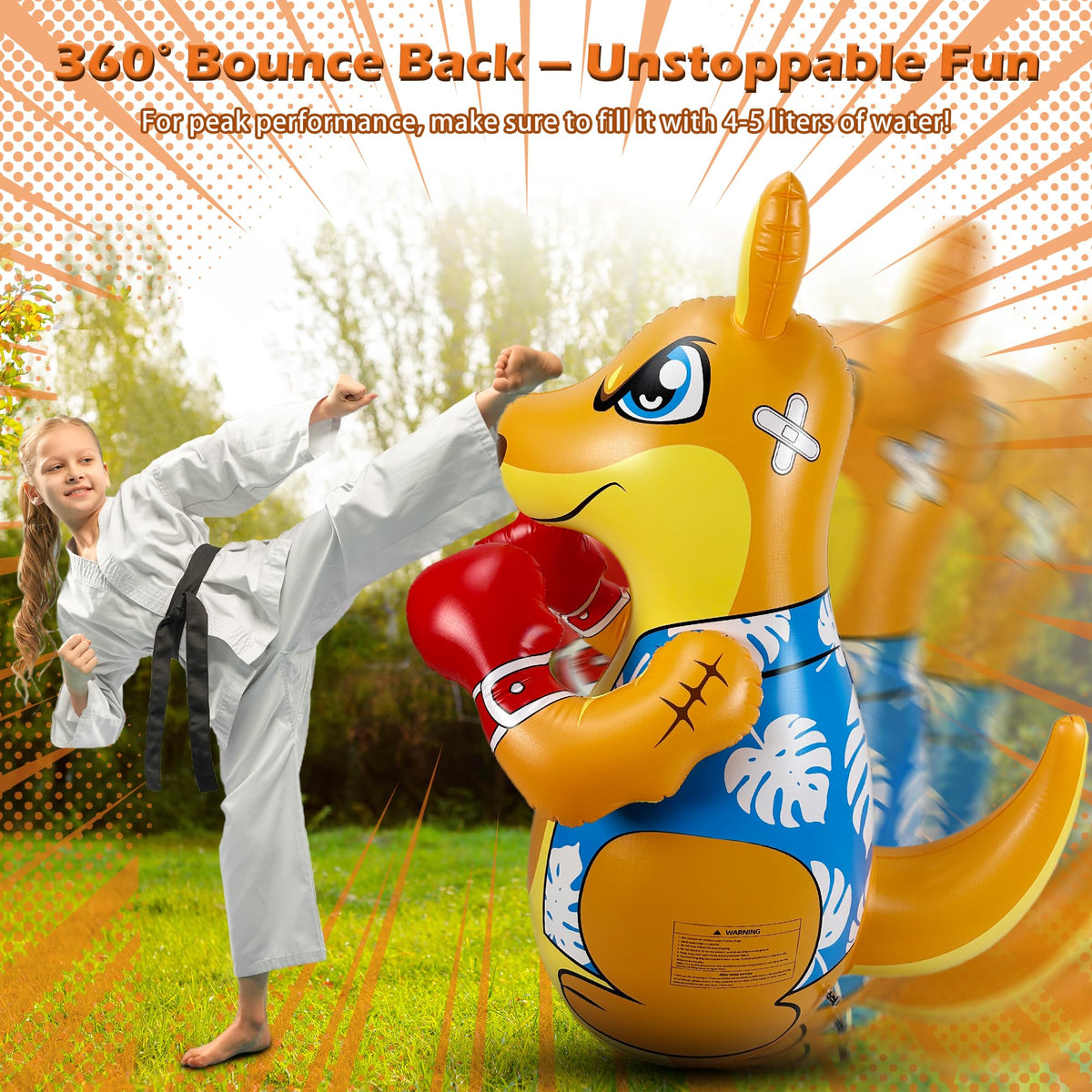FloVogue tear-resistant punching bag withstands repeated hits during play.