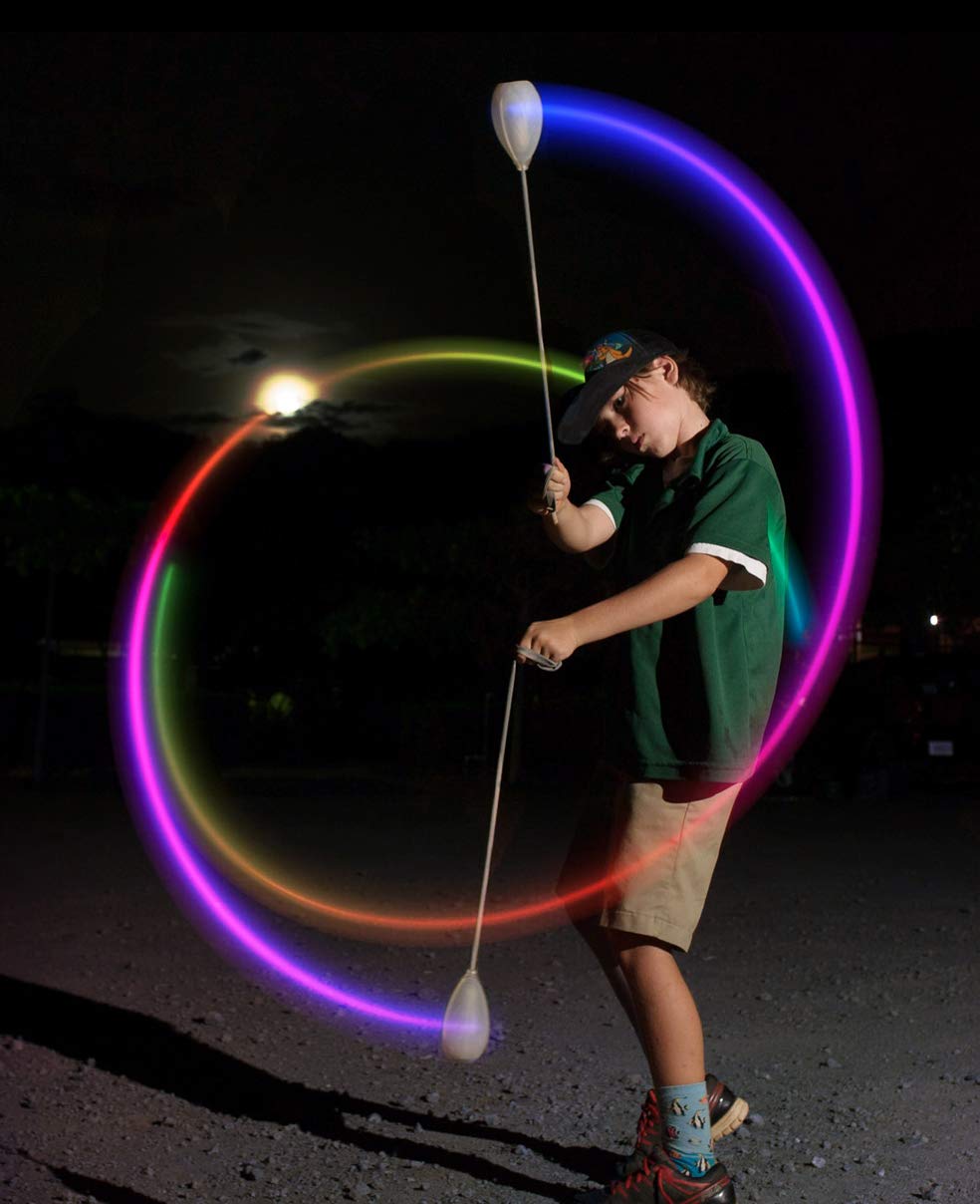 Flowtoys Podpoi v2 USB rechargeable, all-night runtime for festival sessions.