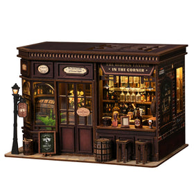FLTRXCE Corner Tavern Book Nook front view enhances cozy shelf display.