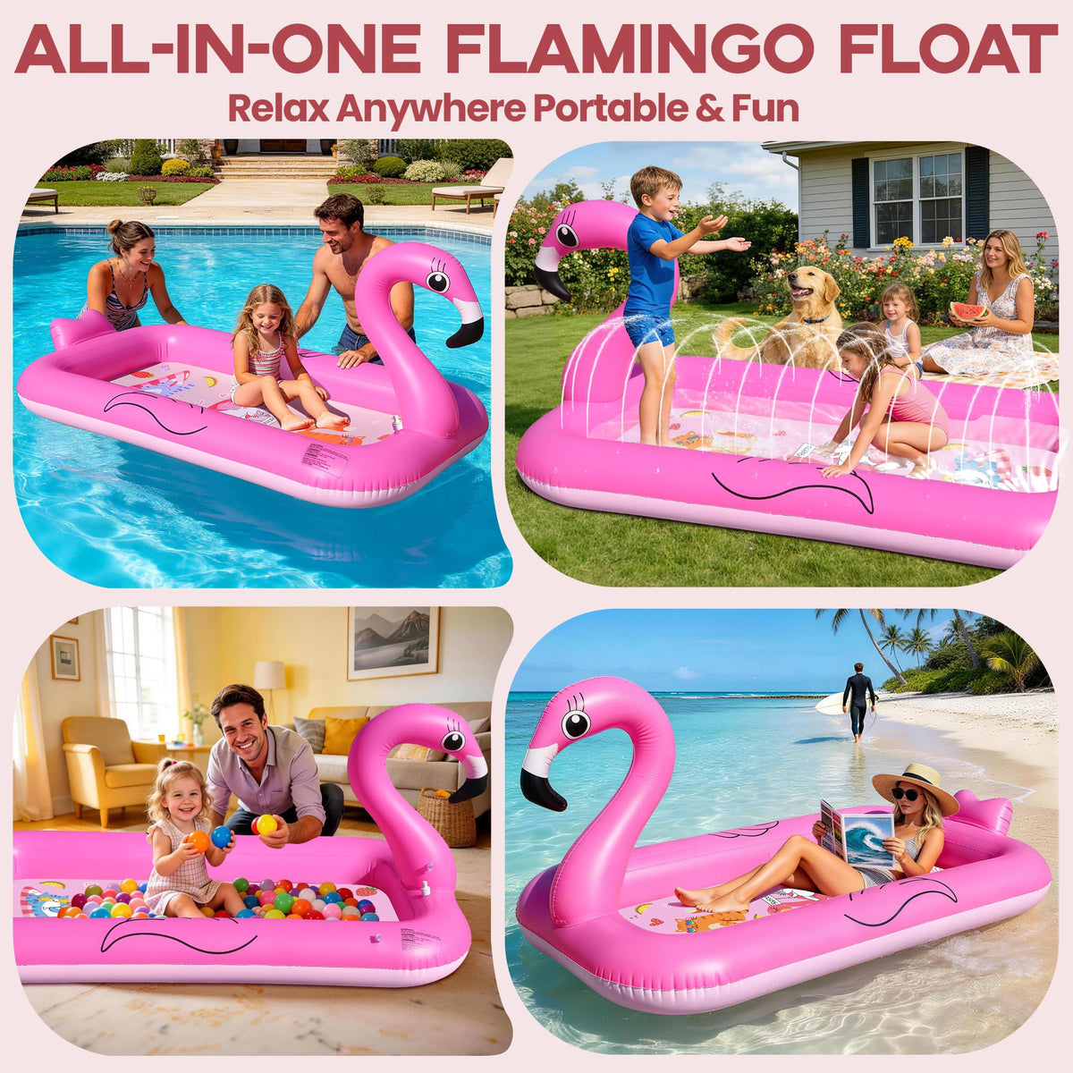 FluSing backrest interior helps little ones rest comfortably during splash sessions.