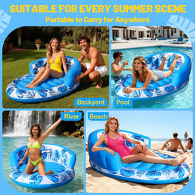 FluSing backyard pool lounging with the float in use