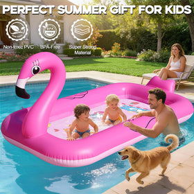 FluSing Flamingo head detail highlights playful 3D design for imaginative backyard fun.