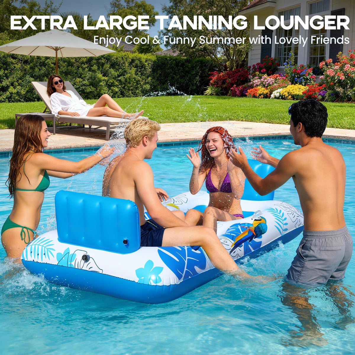 Cooling foot area on FluSing pool float keeps feet refreshed