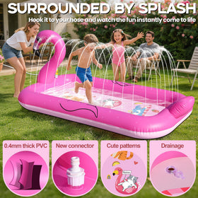 FluSing sprinkler pool design showcases built-in spray for cooling on hot summer days.