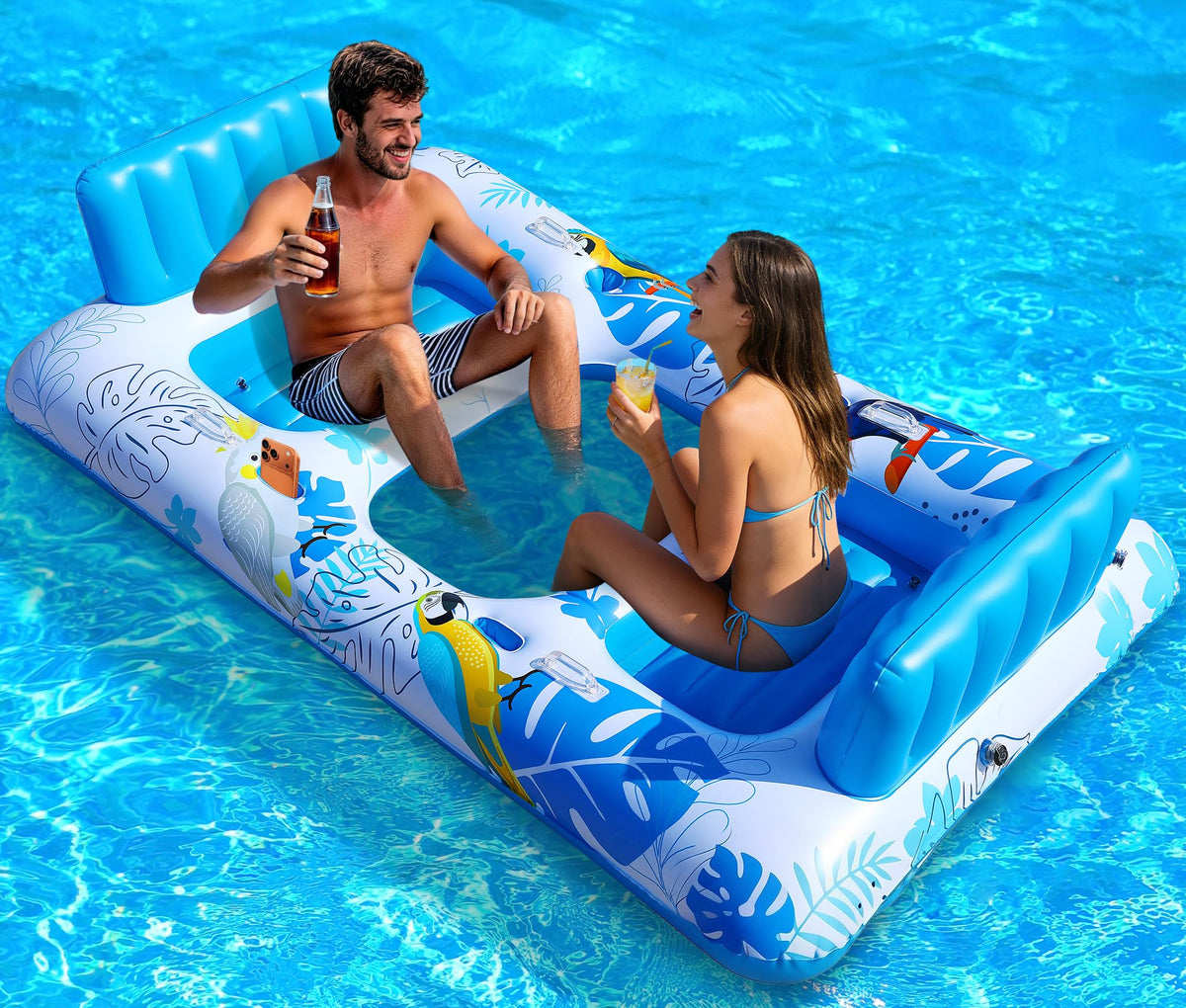 FluSing two-person 87-inch pool lounger for shared sunbathing