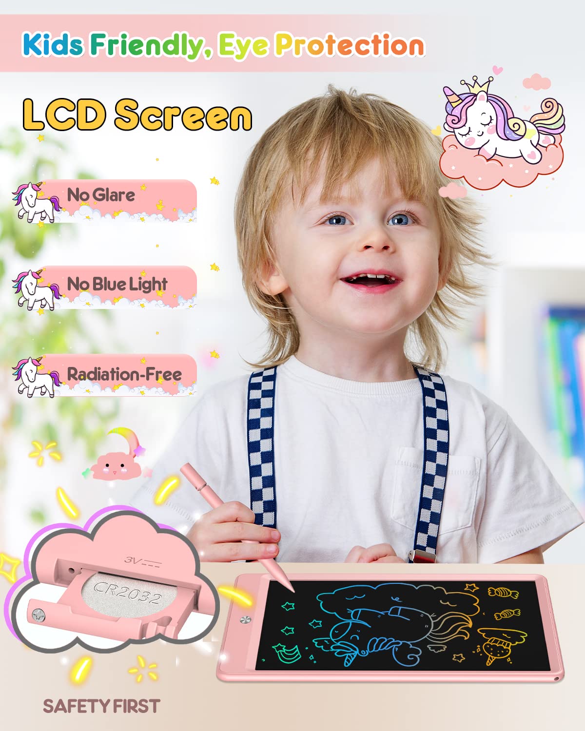 FLUESTON 10-inch doodle board color drawing area for beginner art.