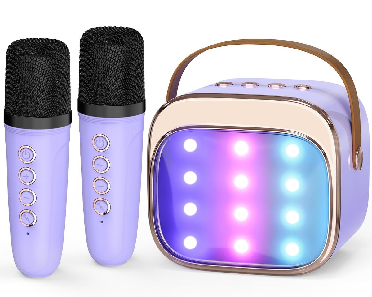 FLUESTON mini karaoke machine front view, compact design for on-the-go singing