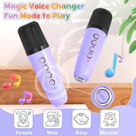 FLUESTON mini karaoke machine with colorful LED lights for party ambiance