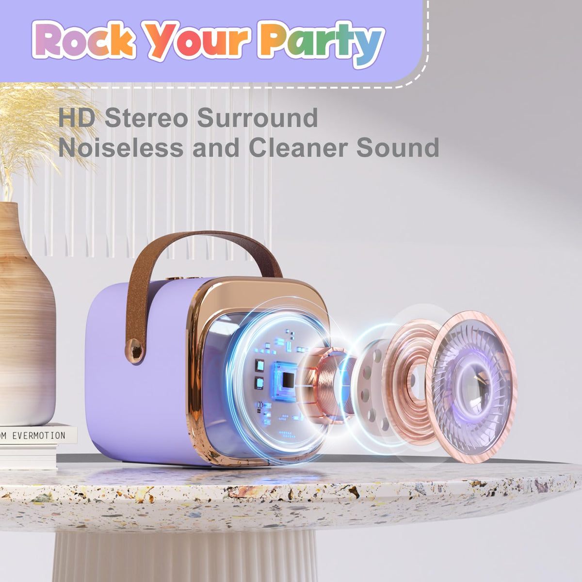 FLUESTON mini karaoke machine with two mics for shared family fun