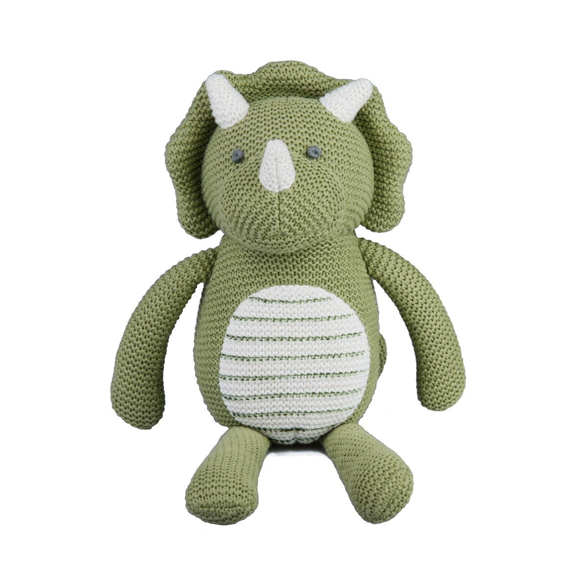 FLUFFYFUN green dinosaur plush full-length view, a gentle newborn companion.
