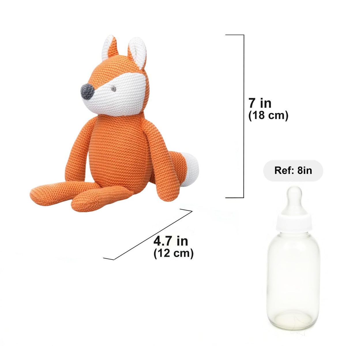 FLUFFYFUN orange fox plush face close-up, hypoallergenic materials for gentle skin.