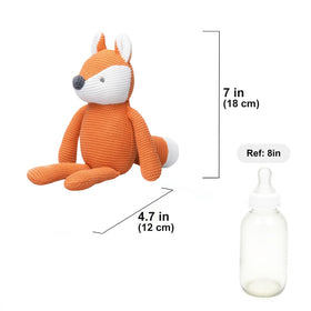 FLUFFYFUN orange fox plush face close-up, hypoallergenic materials for gentle skin.