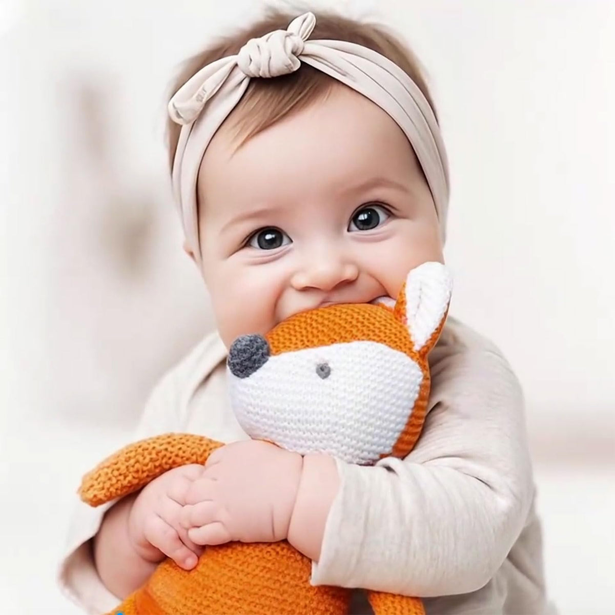 FLUFFYFUN orange fox plush packaging, eco-friendly gift-ready presentation.