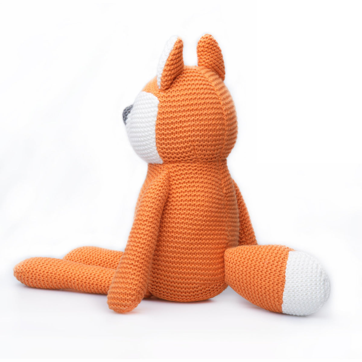 FLUFFYFUN orange fox plush sitting position, perfect newborn companion.