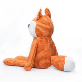 FLUFFYFUN orange fox plush sitting position, perfect newborn companion.