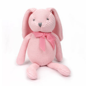 FLUFFYFUN organic cotton pink bunny plush, ultra-soft cuddle buddy for newborns.