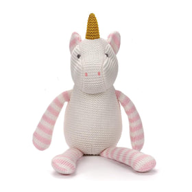 FLUFFYFUN pink unicorn plush, 7.1-inch height, perfect for newborn cuddles.