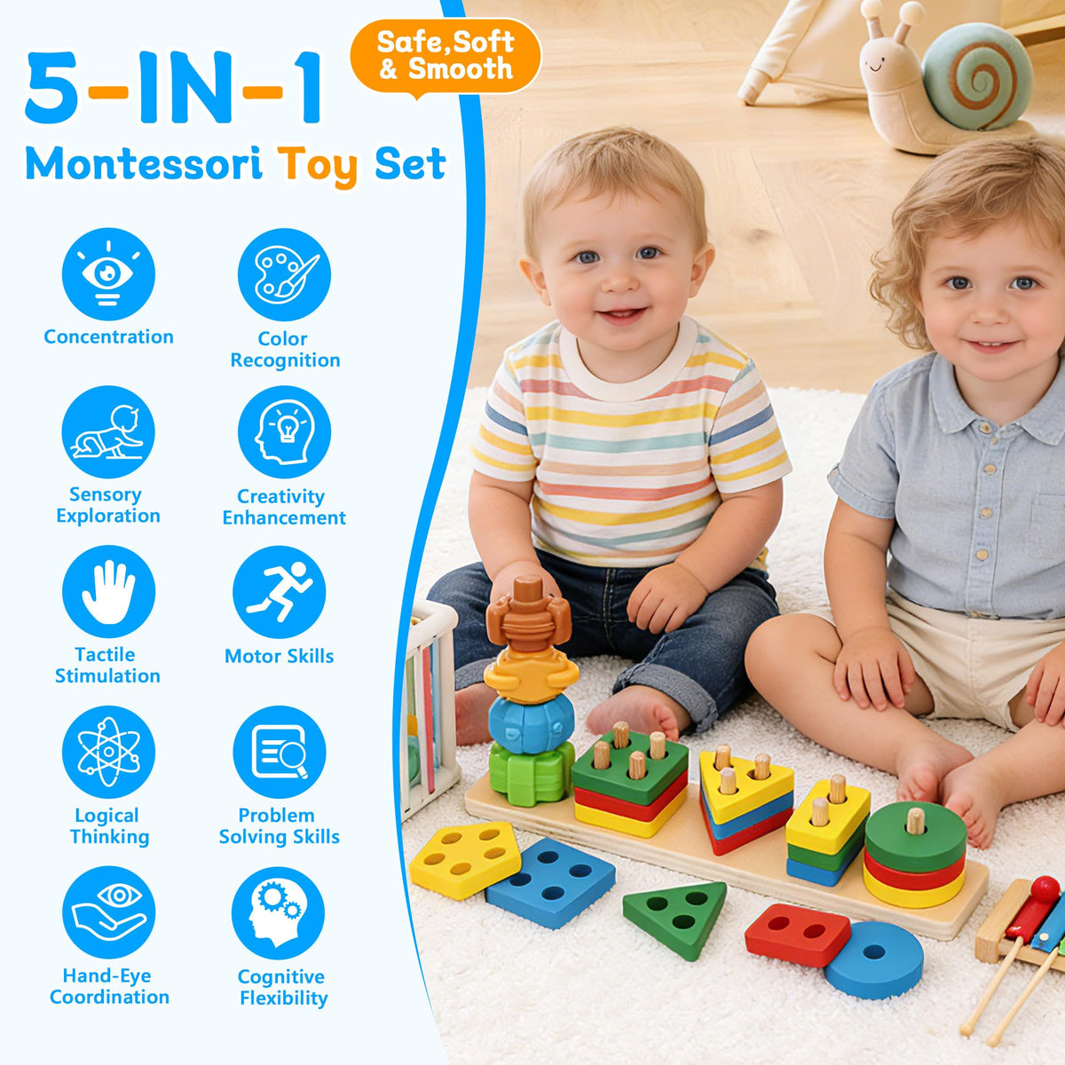 FlufiFiea shape sorting blocks boosting color and shape recognition