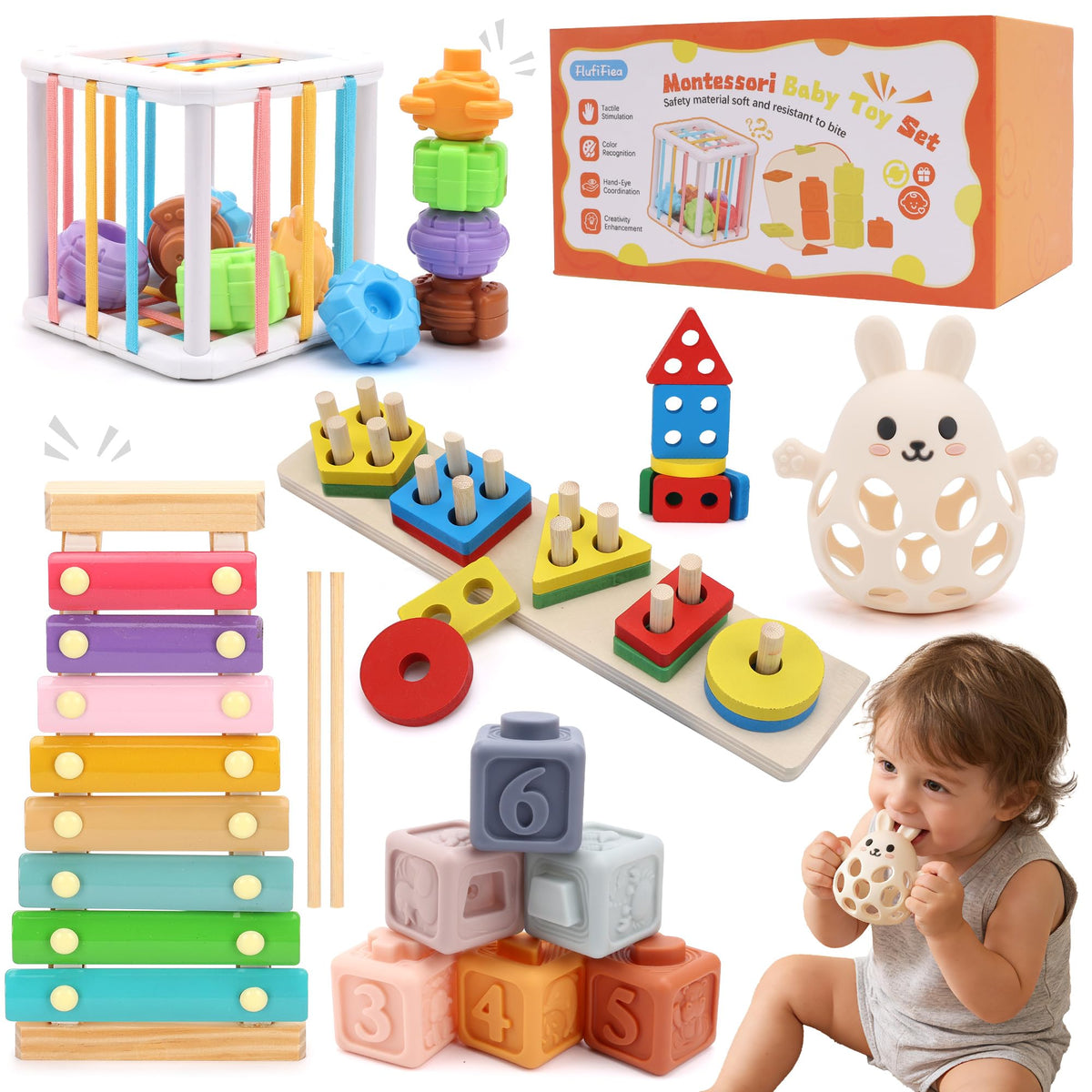 FlufiFiea teether in soft silicone for safe teething and soothing gums