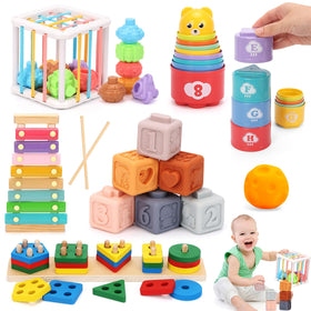 FlufiFiea blocks: soft silicone blocks for color and shape exploration and teething-friendly play.