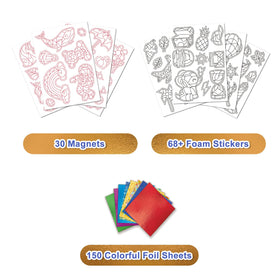 FLUXOJOY foil art kit in travel scenario enables screen-free play.