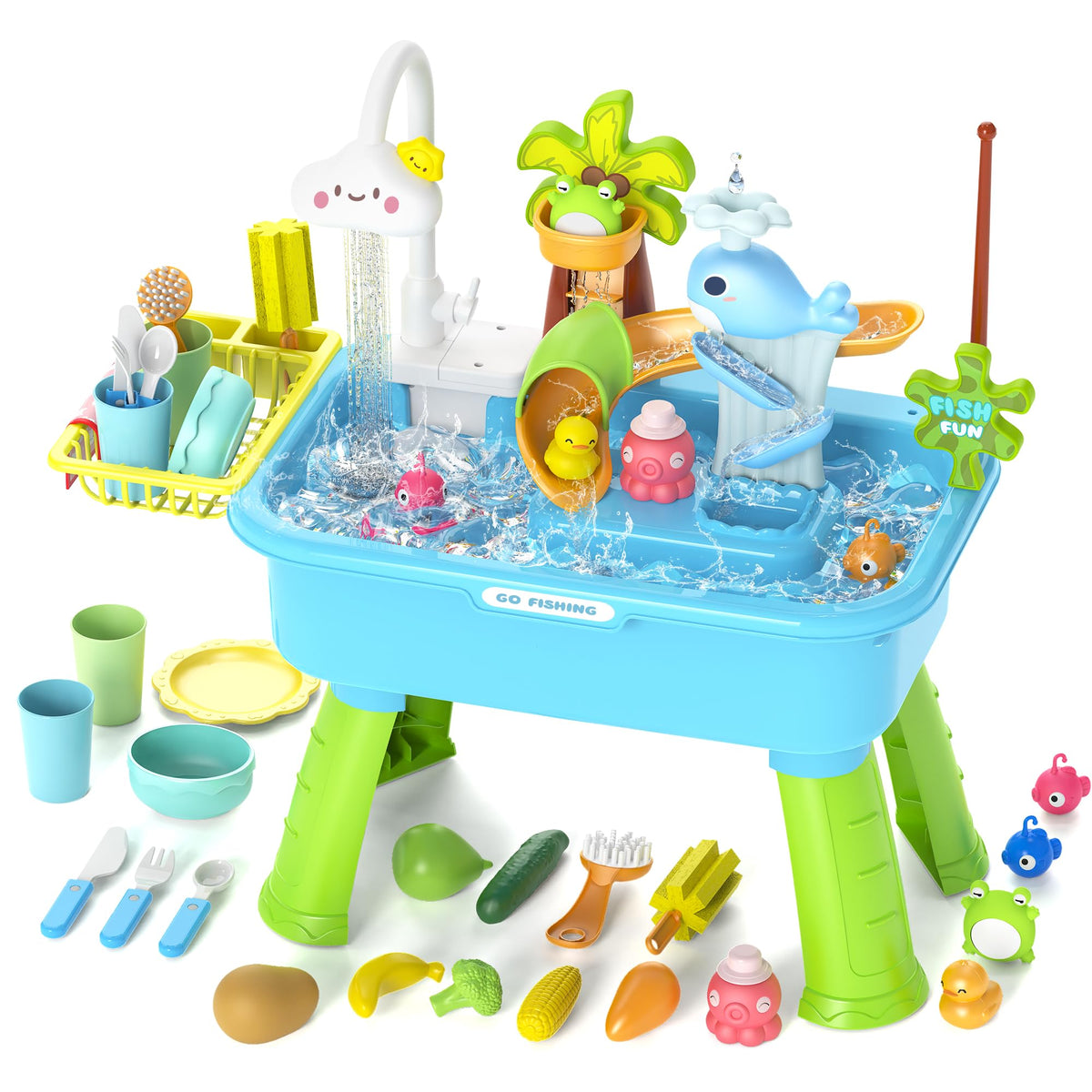 FlyBakiz 4-in-1 water table in action for imaginative kitchen play
