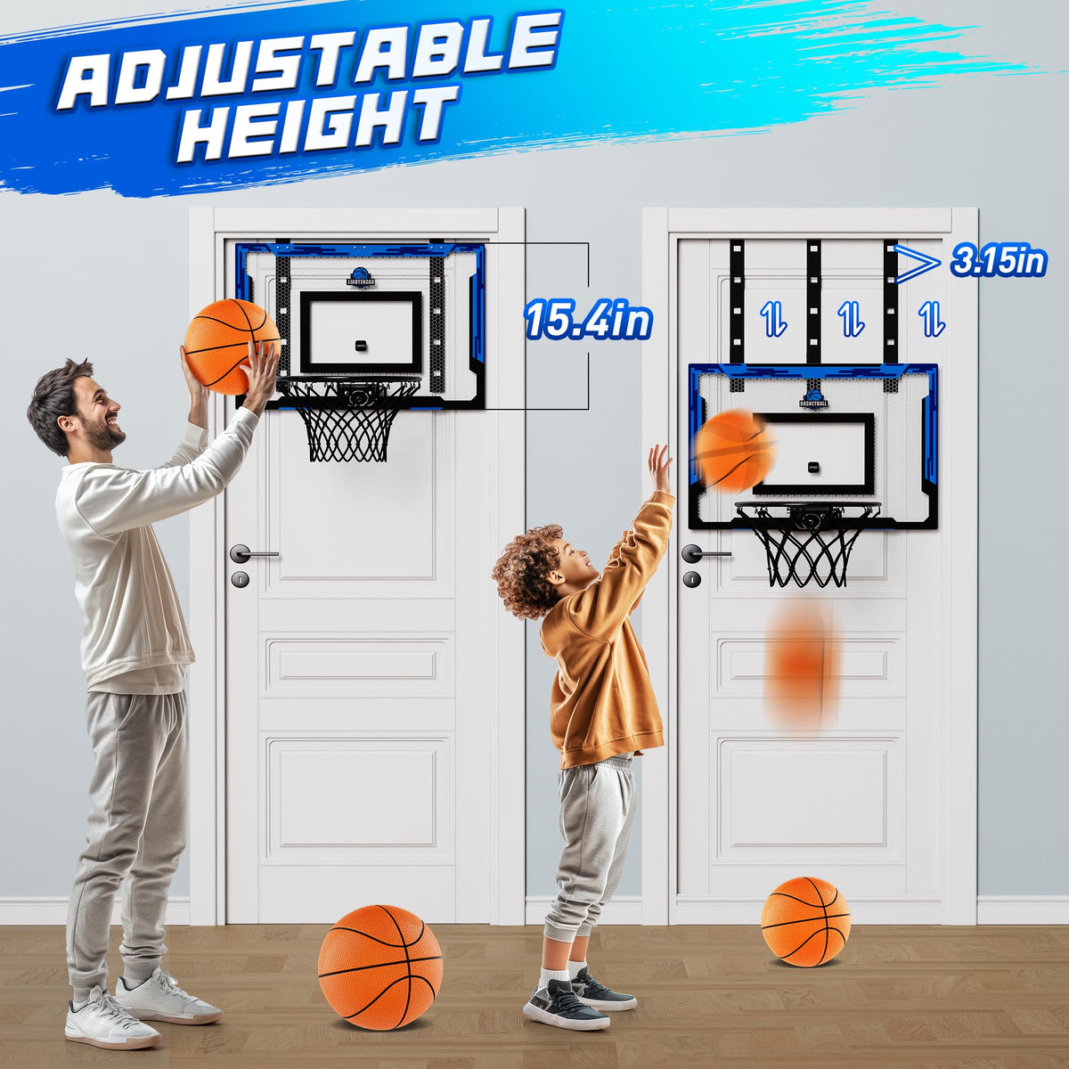 Flybakiz adjustable height arm demonstrating height versatility for all players