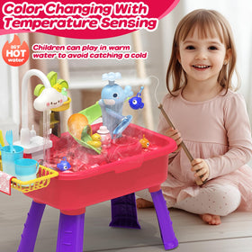 Flybakiz color-changing play sink shows temperature cues for engaging water fun.