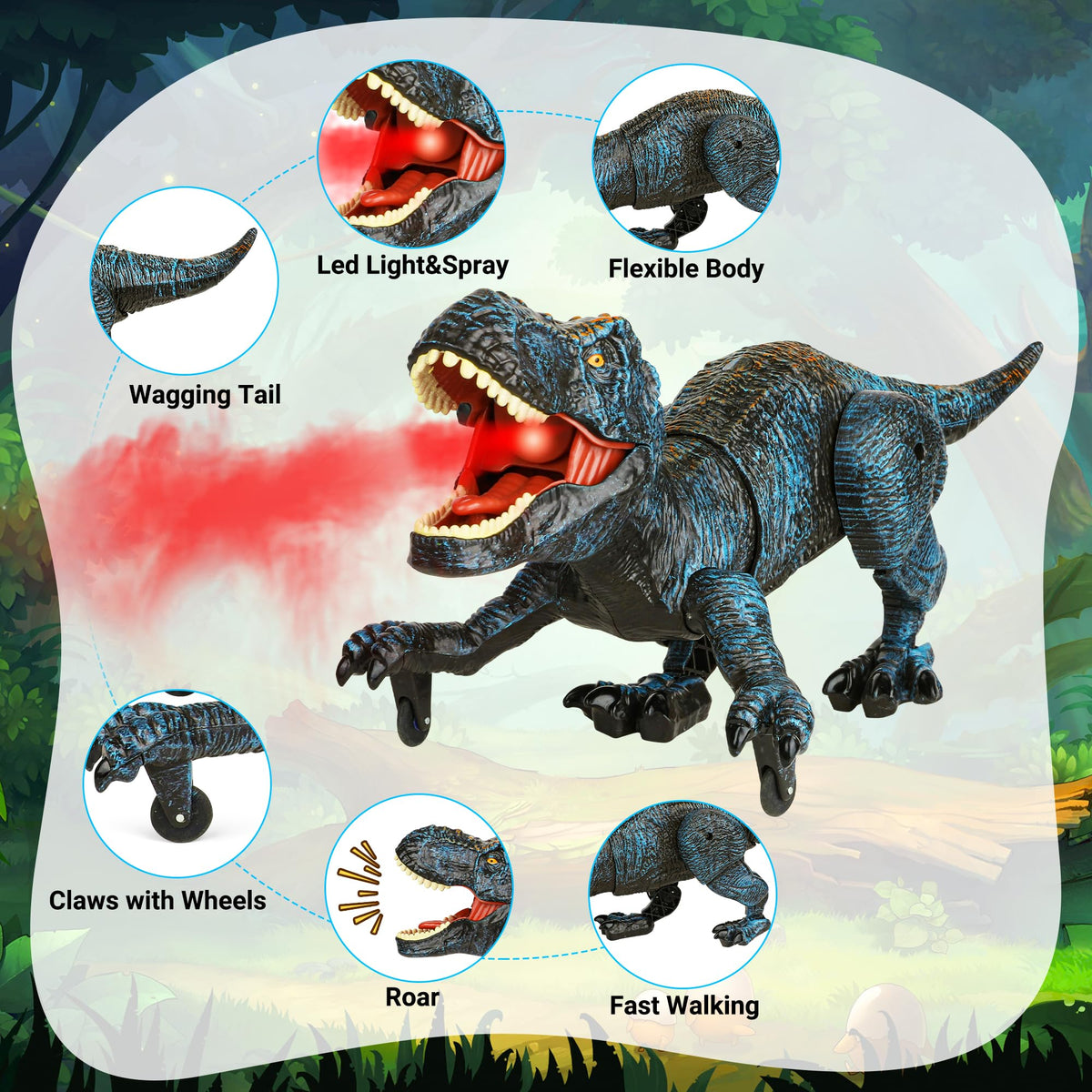 flybakiz dino toy roars and moves, inspiring dynamic play scenarios
