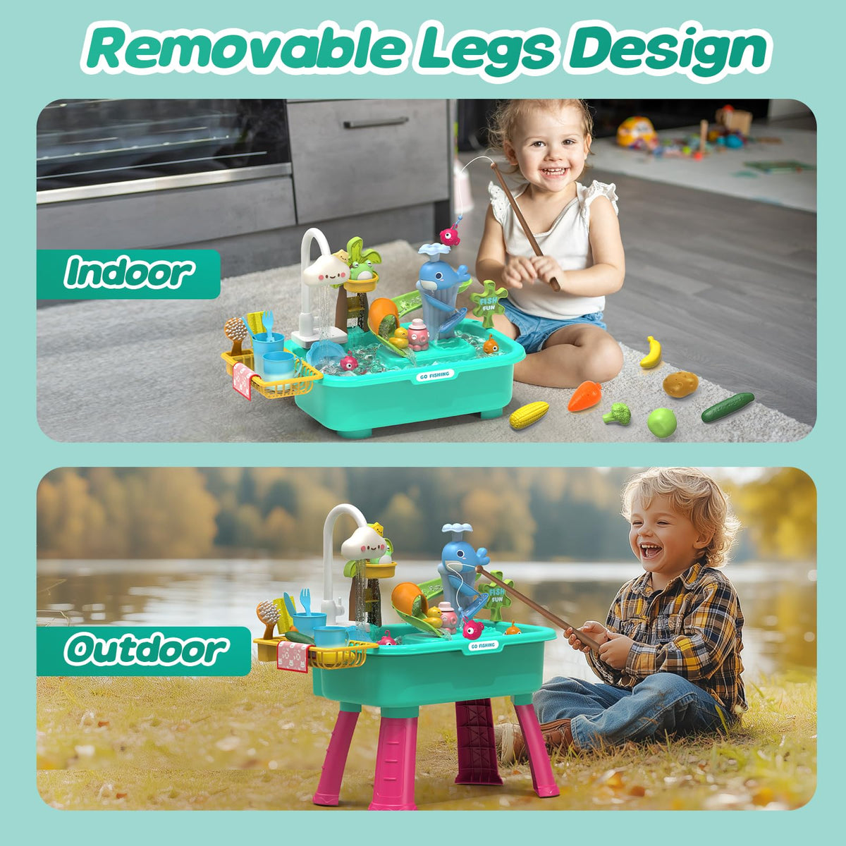 Flybakiz dishwashing playset with fruits and vegetables fuels imaginative kitchen tasks.