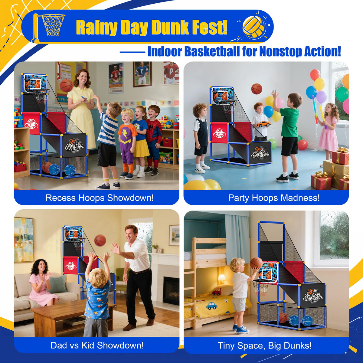 FlyBakiz kids playing hoops during family game time