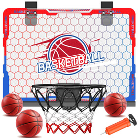 FlyBakiz mini indoor basketball hoop mounted on a door for quick setup.