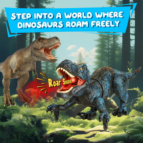 flybakiz rc dinosaur blue lights and spray for dramatic night-time fun