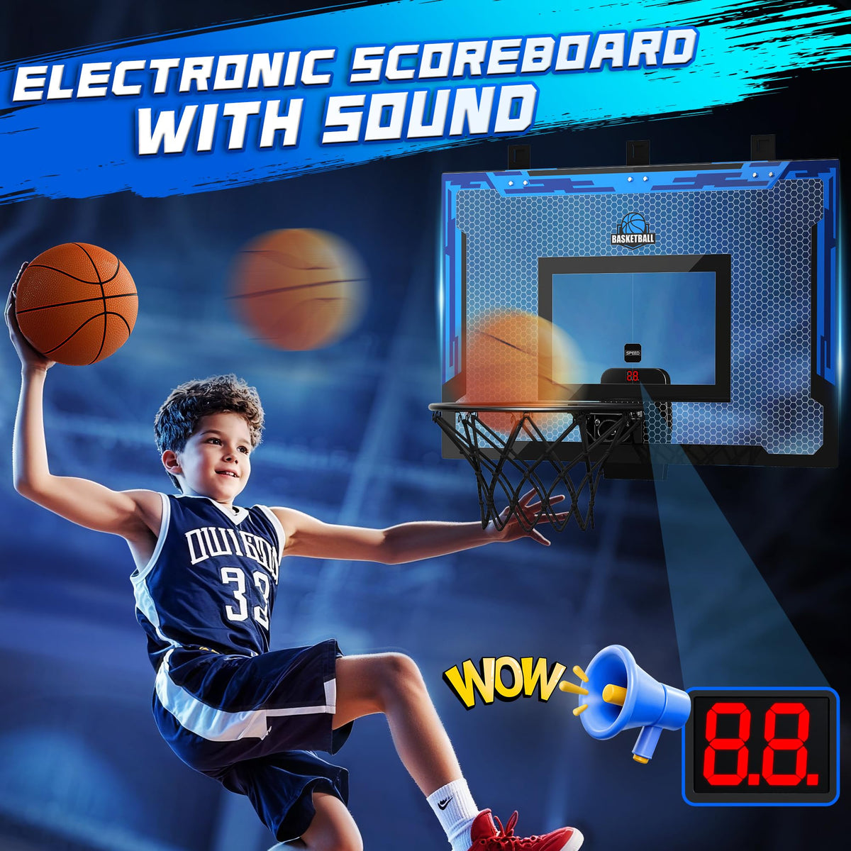 Flybakiz scoreboard display helps track scores during play