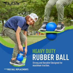 Flybar Dino pogo ball anti-slip deck keeps feet secure during jumping.