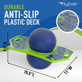 Flybar Dino pogo ball suitable for indoor and outdoor use by kids.