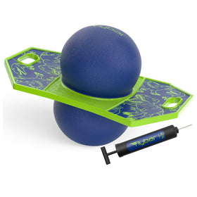 Flybar Dino pogo ball top view showing durable deck for indoor outdoor play.