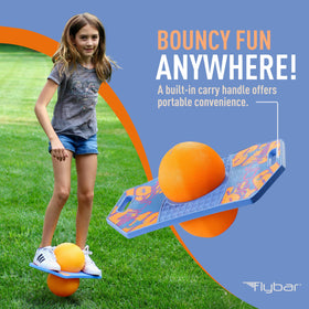 Durable plastic deck on Flybar pogo ball designed for energetic sessions