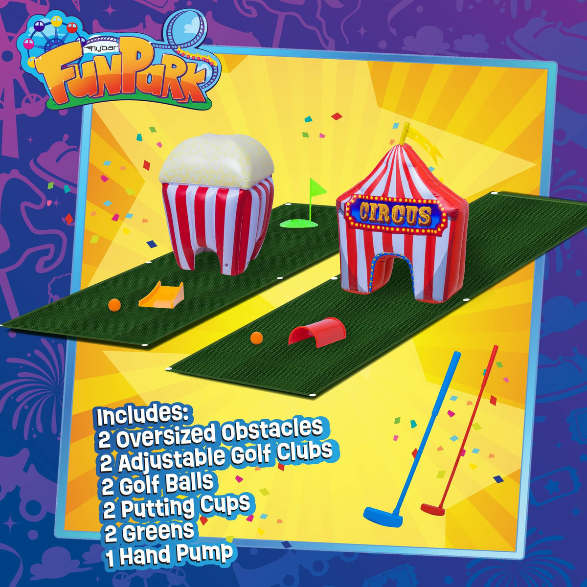 Flybar FunPark themed obstacles for imaginative playtime